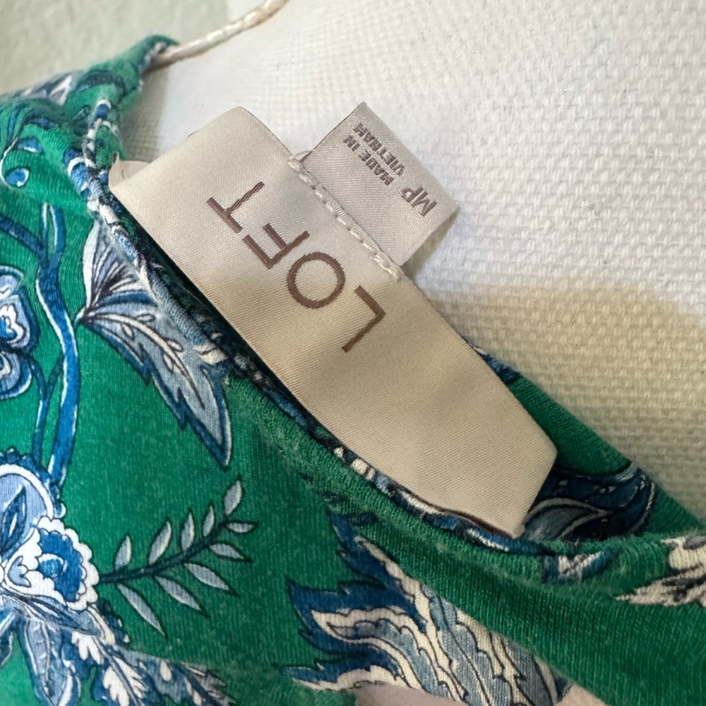 LOFT Green and blue Sleeveless swing Sundress - Picture 4 of 4